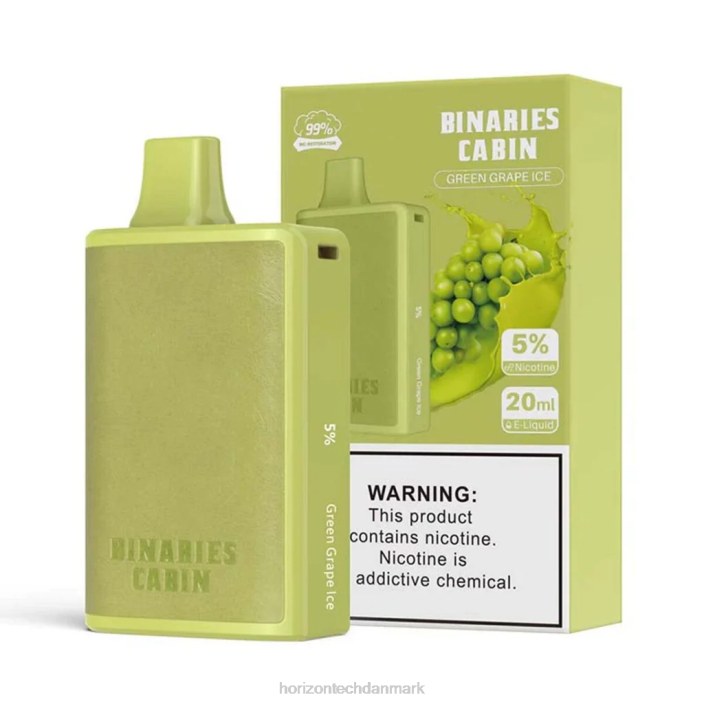 HorizonTech Danmark - HorizonTech Binaries Cabin engangs 20ml grøn drue is 62X457