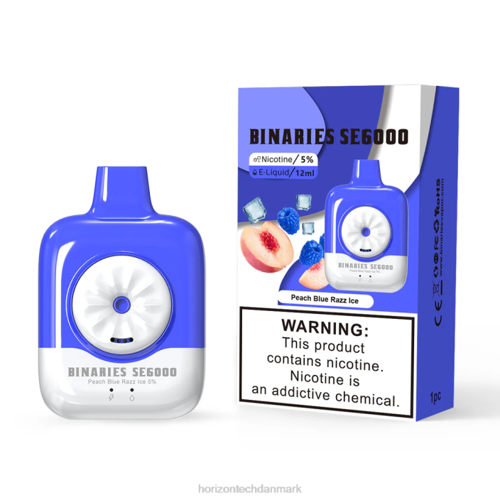 HorizonTech Disposable Vape - HorizonTech Binaries Cabin engangs se 12ml ferskenblå razz is 62X4142