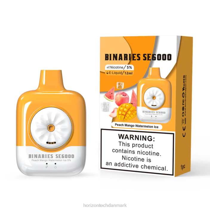 Horizon Tech Vape - HorizonTech Binaries Cabin engangs se 12ml fersken mango vandmelon is 62X4143