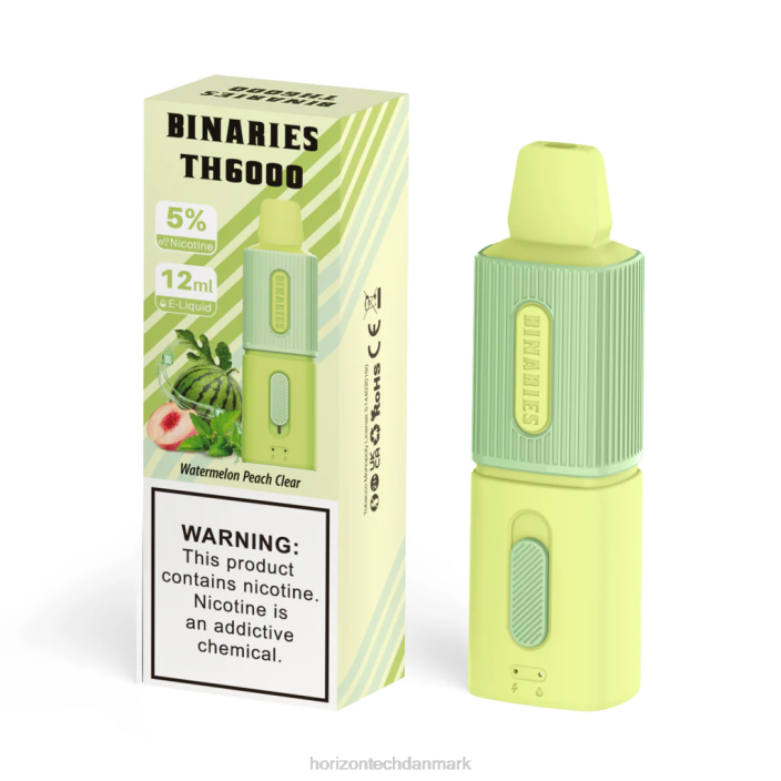 HorizonTech Disposable Vape - HorizonTech Binaries Cabin th6000 engangs 12ml vandmelon fersken klar 62X4118