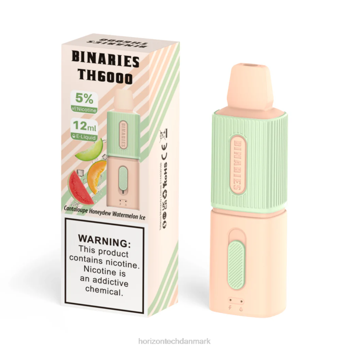 HorizonTech Vape Danmark - HorizonTech Binaries Cabin th6000 engangs 12ml cantaloupe honningdug vandmelon is 62X4107