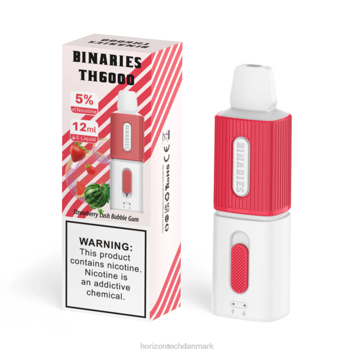 HorizonTech Vape Kit - HorizonTech Binaries Cabin th6000 engangs 12ml jordbær frodig tyggegummi 62X4117