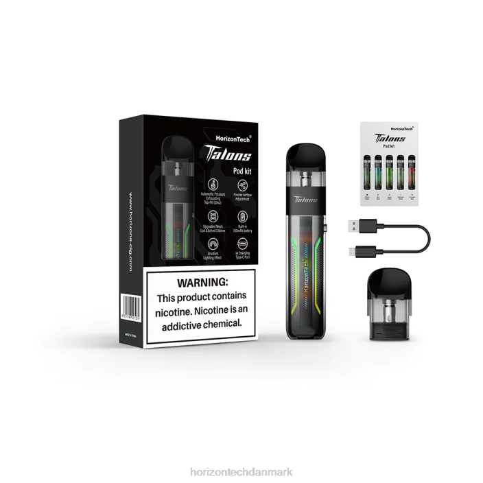 HorizonTech Disposable Vape - HorizonTech Talons startsæt midnatssølv 62X4200